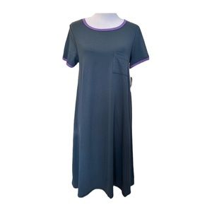 LuLaRoe Carly Dress Size Small Gray with Purple Trim